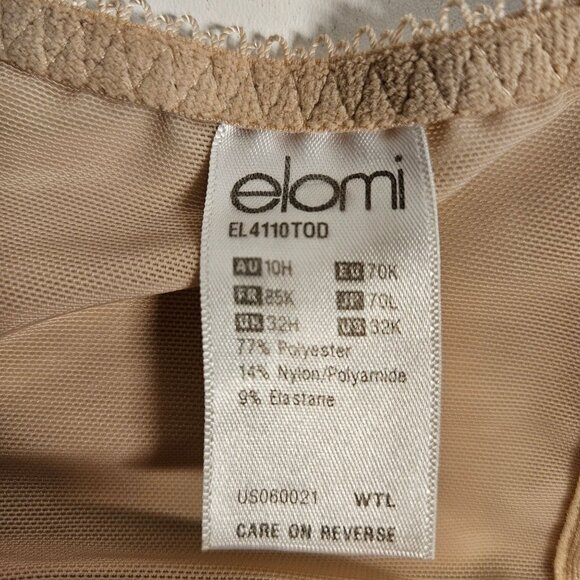 Elomi Bra Womens 32k Tan Pink Green Floral Lacy Underwires adjustable no padding - Picture 4 of 8